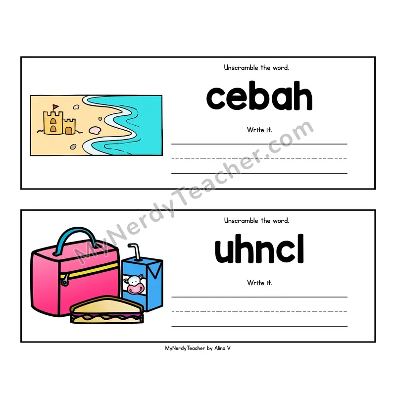 Ending Digraphs Unscramble the Word - Phonics Picture Strips
