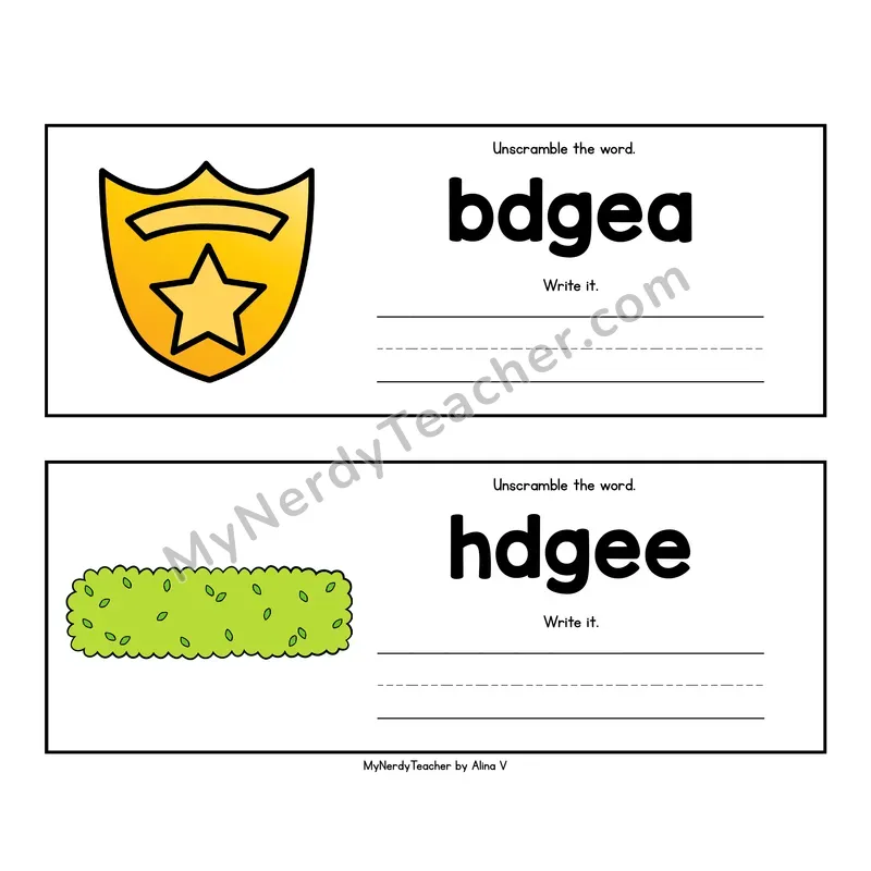 Ending Trigraphs Unscramble the Word - Phonics Picture Strips