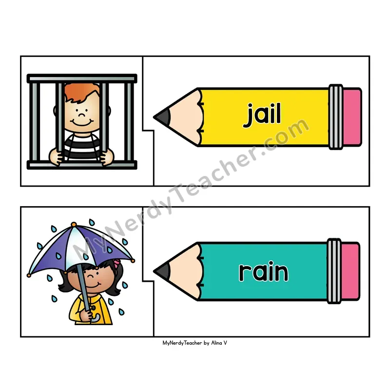 Vowel Teams Phonics Puzzles - Picture and Word Match