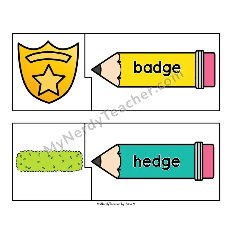 Ending Trigraphs Phonics Puzzles - Picture and Word Match