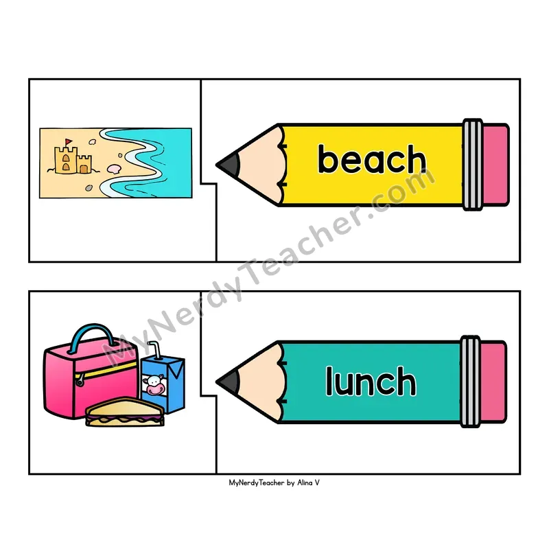 Ending Digraphs Phonics Puzzles - Picture and Word Match