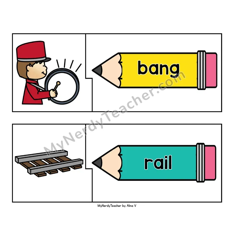 Long Vowel Phonics Puzzles - Picture and Word Match