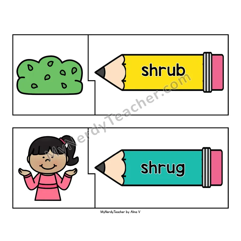 Beginning Trigraphs Phonics Puzzles - Picture and Word Match
