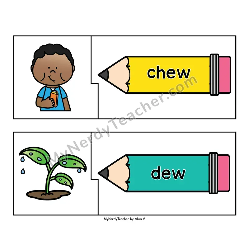 Diphthongs Phonics Puzzles - Picture and Word Match