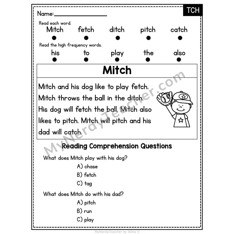 TCH Trigraph Decodable Passage - Mitch