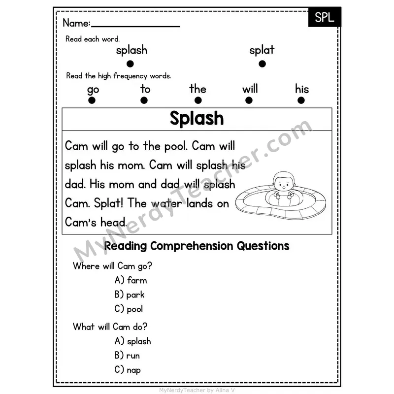SPL Trigraph Decodable Passage - Splash