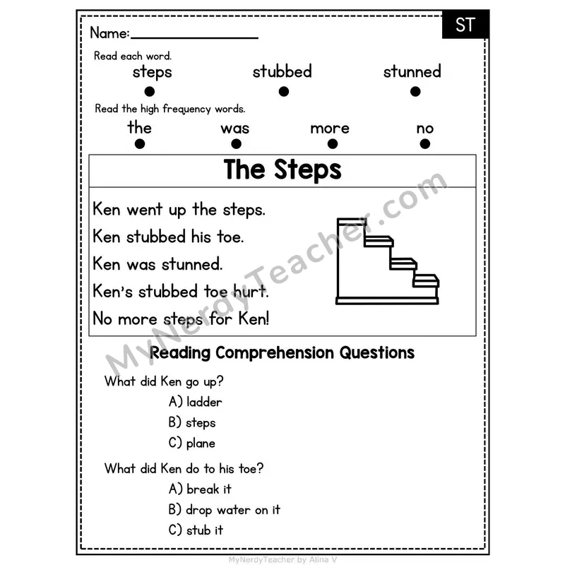 ST Blend Decodable Passage - The Steps