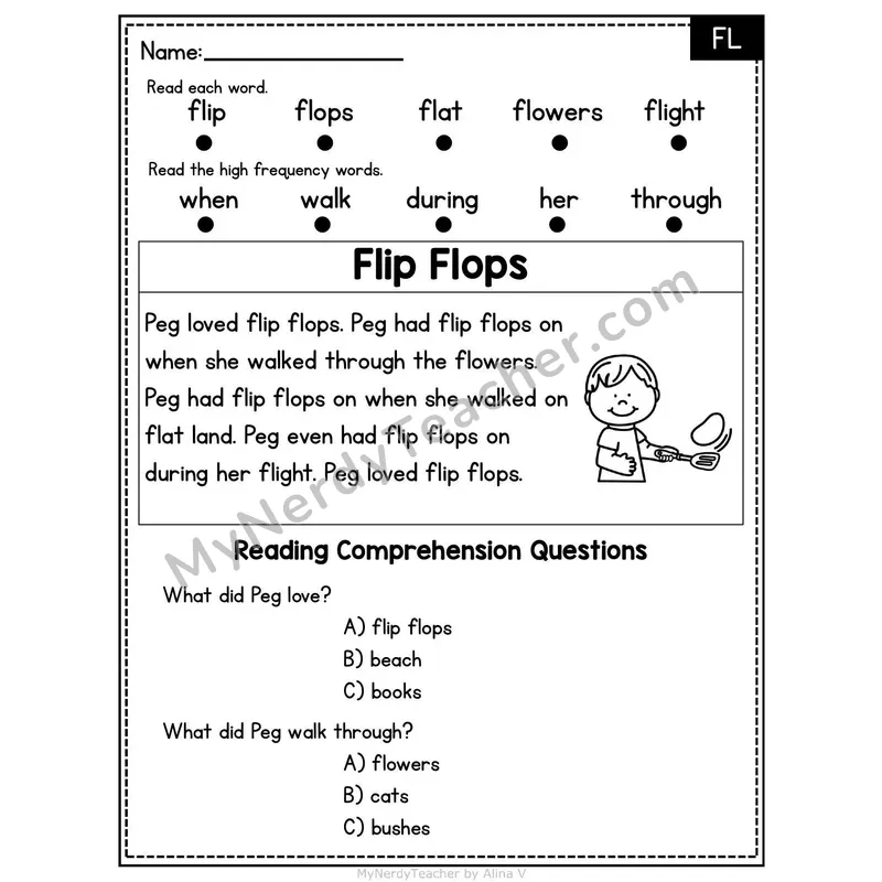 FL Blend Decodable Passage - Flip Flops