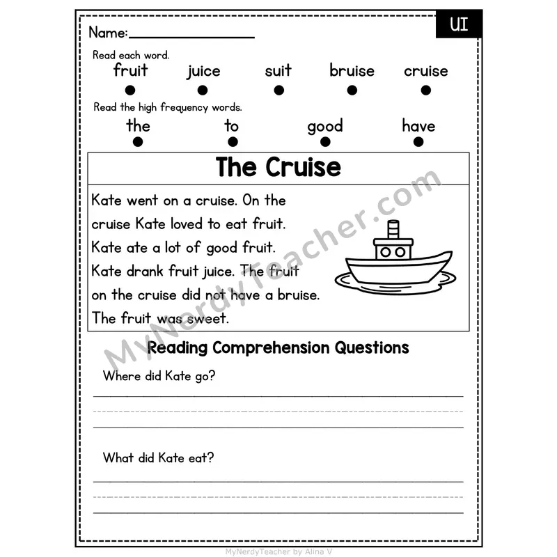 UI Vowel Team Decodable Passage - The Cruise