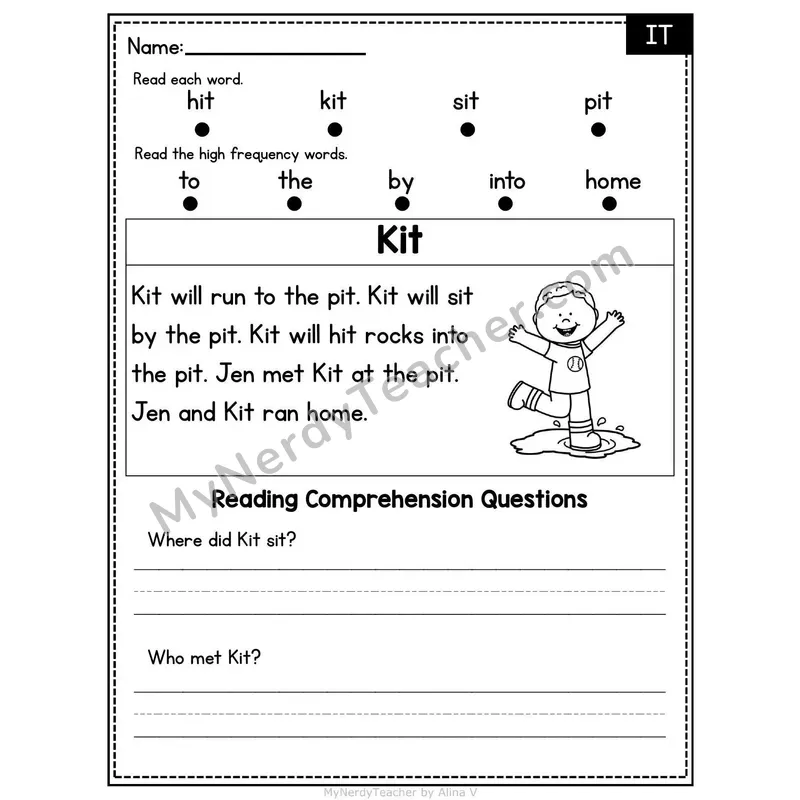 IT Word Family Decodable Passage - Kit