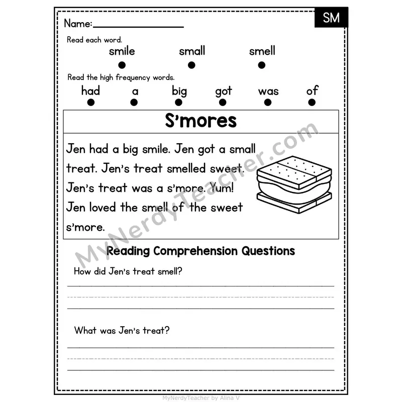 SM Blend Decodable Passage - S'mores