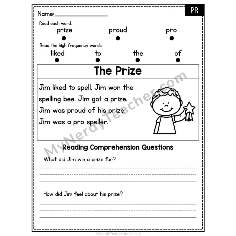 PR Blend Decodable Passage - The Prize