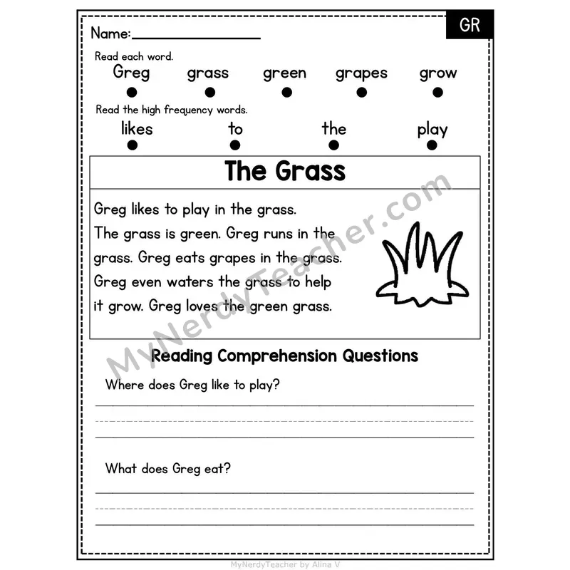 GR Blend Decodable Passage - The Grass