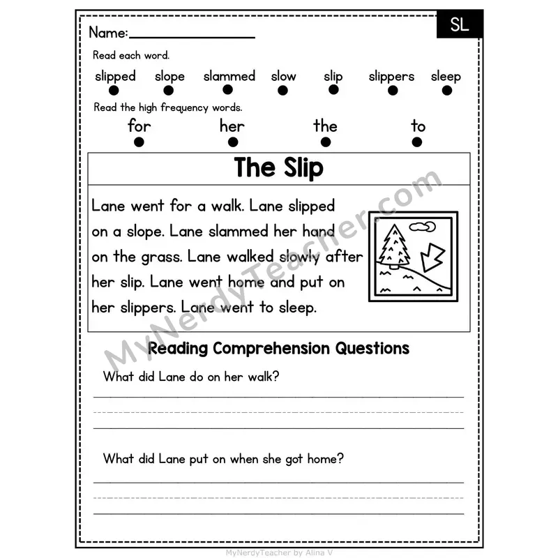 SL Blend Decodable Passage - The Slip