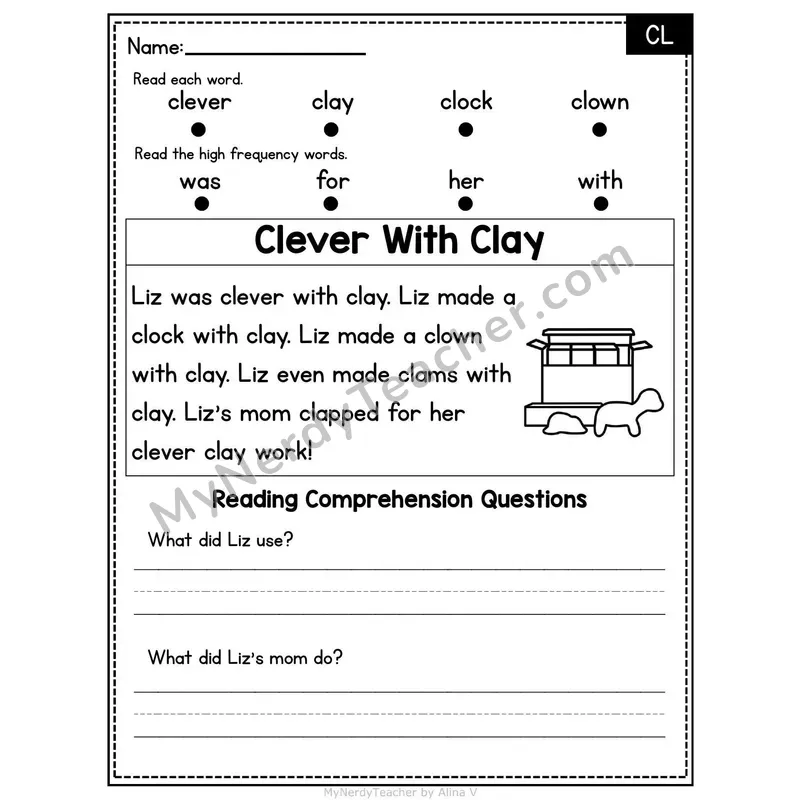 CL Blend Decodable Passage - Clever With Clay