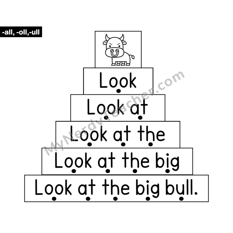 all -oll -ull Sentence Ladder — Glued Sounds Fluency
