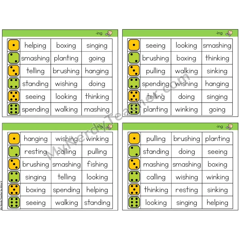 Inflectional Ending -ing (C2 — Roll and Read)