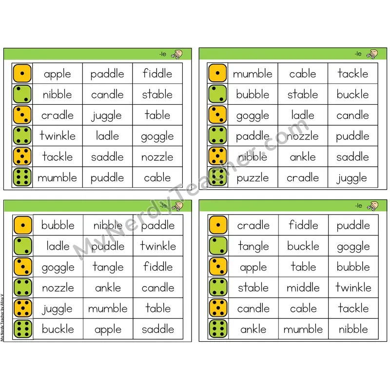 Consonant -le Syllable (C2 — Roll and Read)