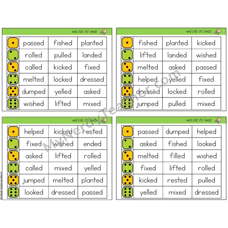 Inflectional Ending -ed (/d/, /t/, /ed/) (C2 — Roll and Read)