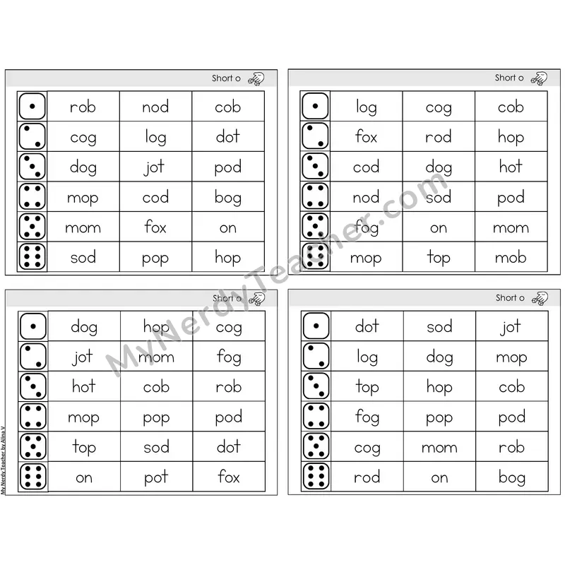 Short O /o/ — BW (C2 — Roll and Read)