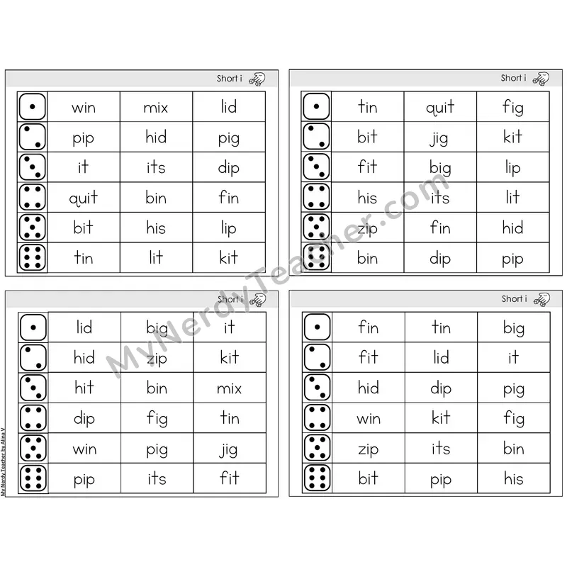 Short I /i/ — BW (C2 — Roll and Read)