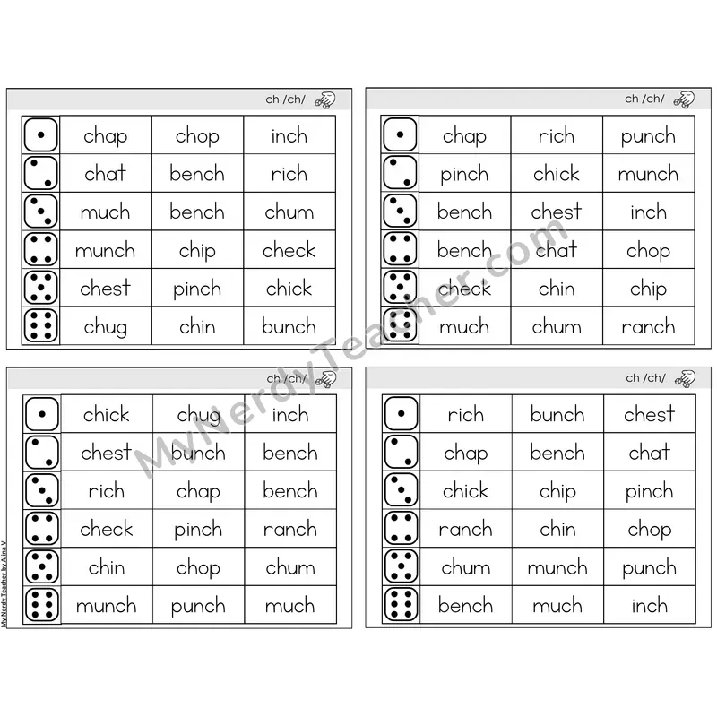 Digraph ch /ch/ — BW (C2 — Roll and Read)