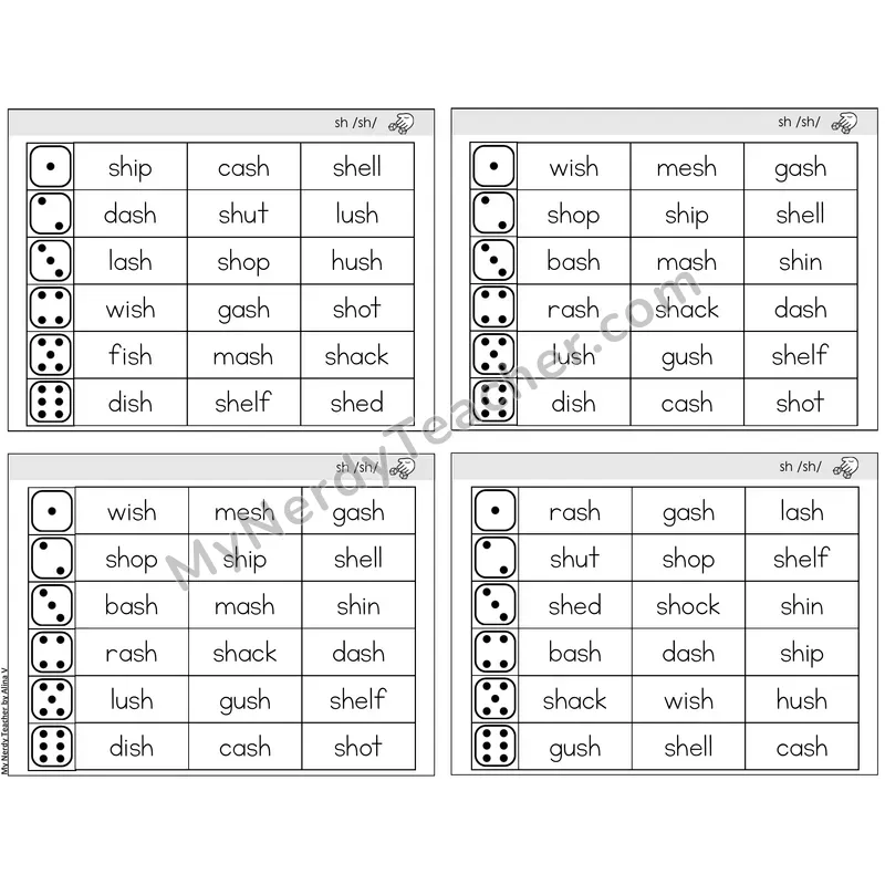 Digraph sh /sh/ — BW (C2 — Roll and Read)