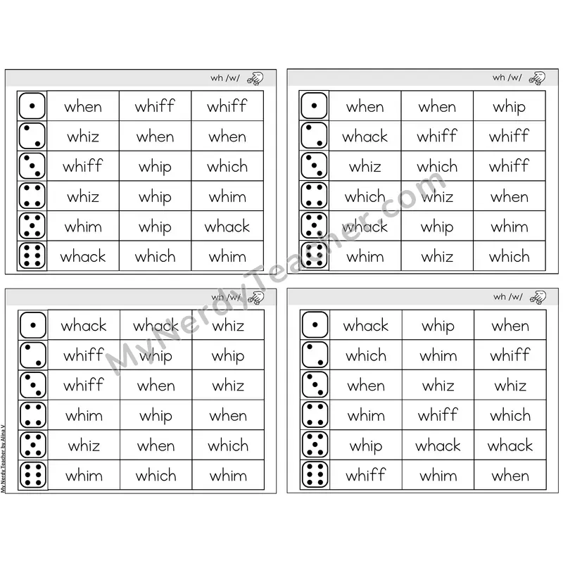 Digraph wh /w/ — BW (C2 — Roll and Read)