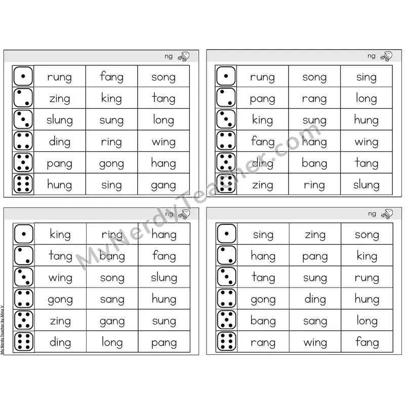 Ending ng /ng/ — BW (C2 — Roll and Read)