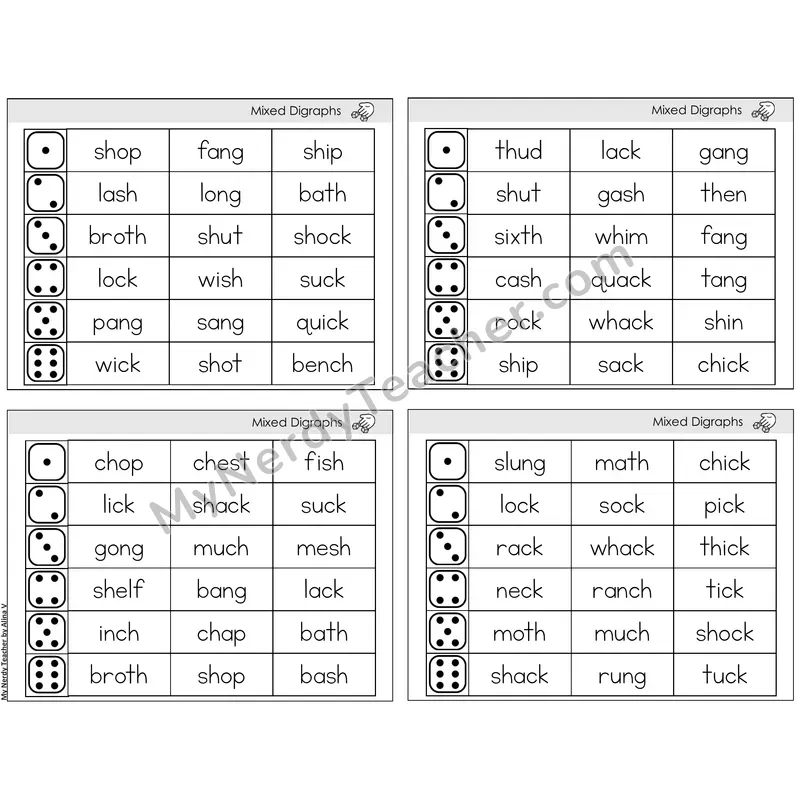 Digraphs Review — BW (C2 — Roll and Read)