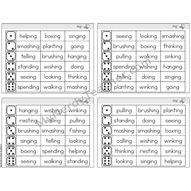 Inflectional Ending -ing — BW (C2 — Roll and Read)