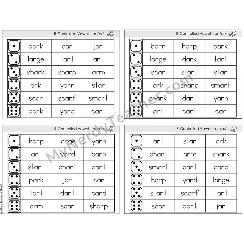 R-Controlled ar /ar/ — BW (C2 — Roll and Read)