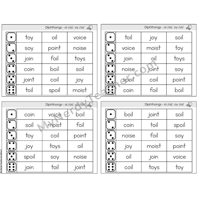 Diphthongs oi, oy /oi/ — BW (C2 — Roll and Read)