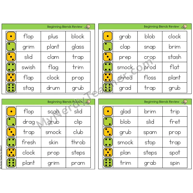 Beginning Blends Review (C2 — Roll and Read)