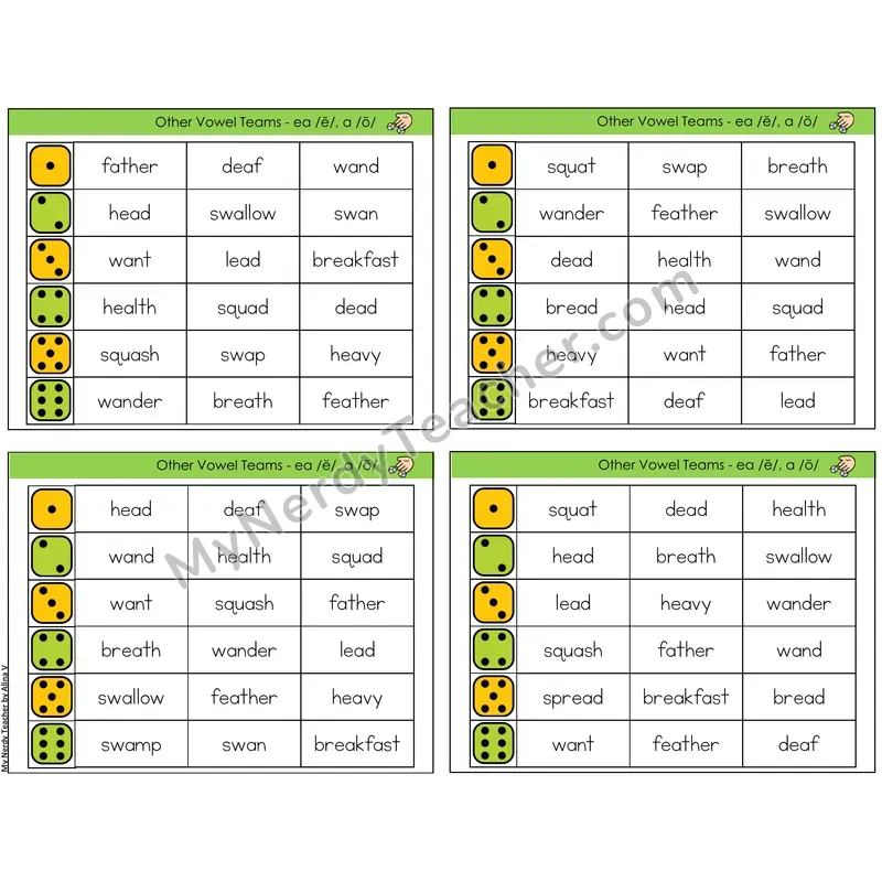 Vowel Teams ea /e/, a /o/ (C2 — Roll and Read)
