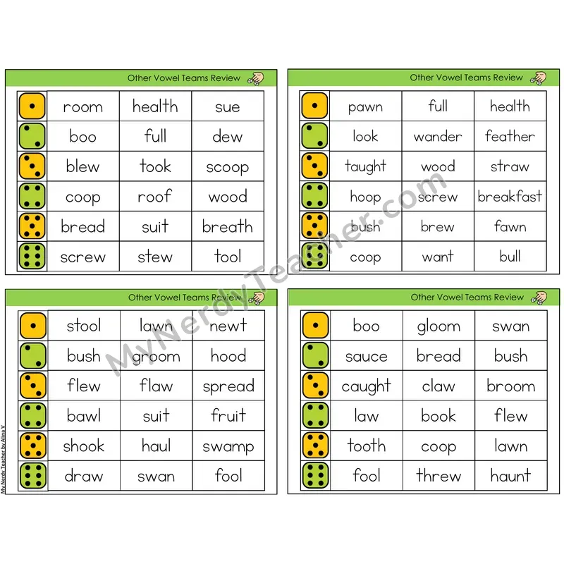 Other Vowel Teams Review (C2 — Roll and Read)