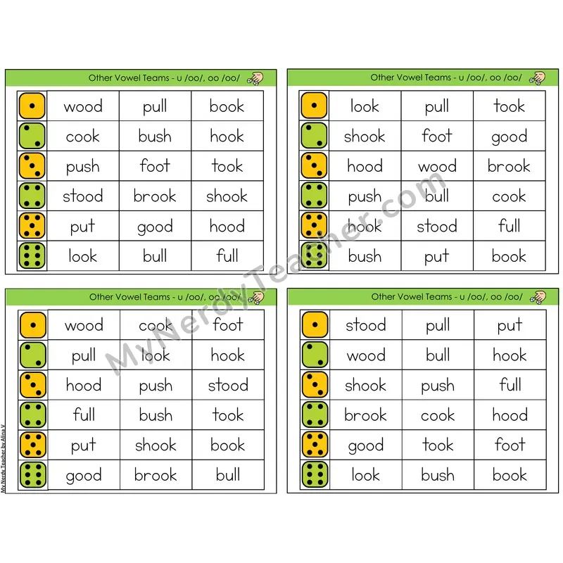 Vowel Teams oo, u /oo/ (book) (C2 — Roll and Read)