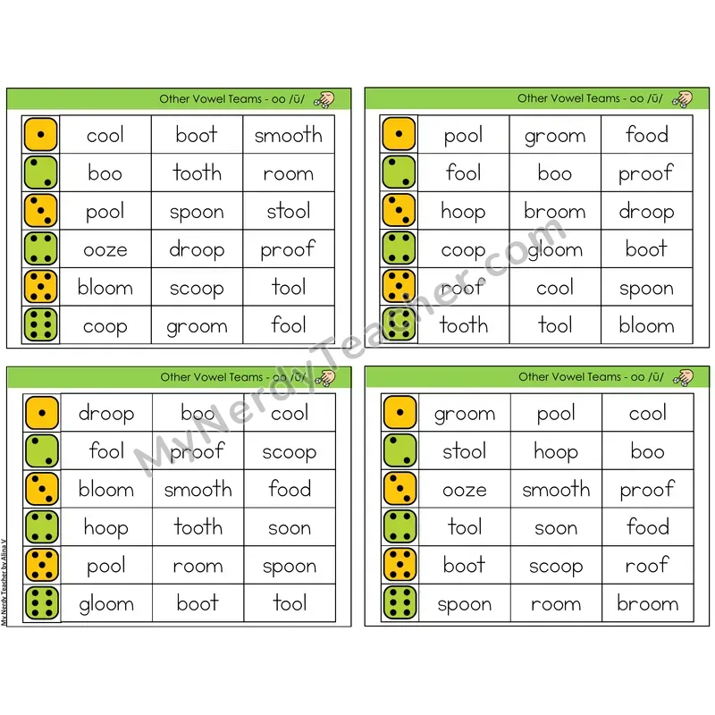 Vowel Teams oo /oo/ (moon) (C2 — Roll and Read)