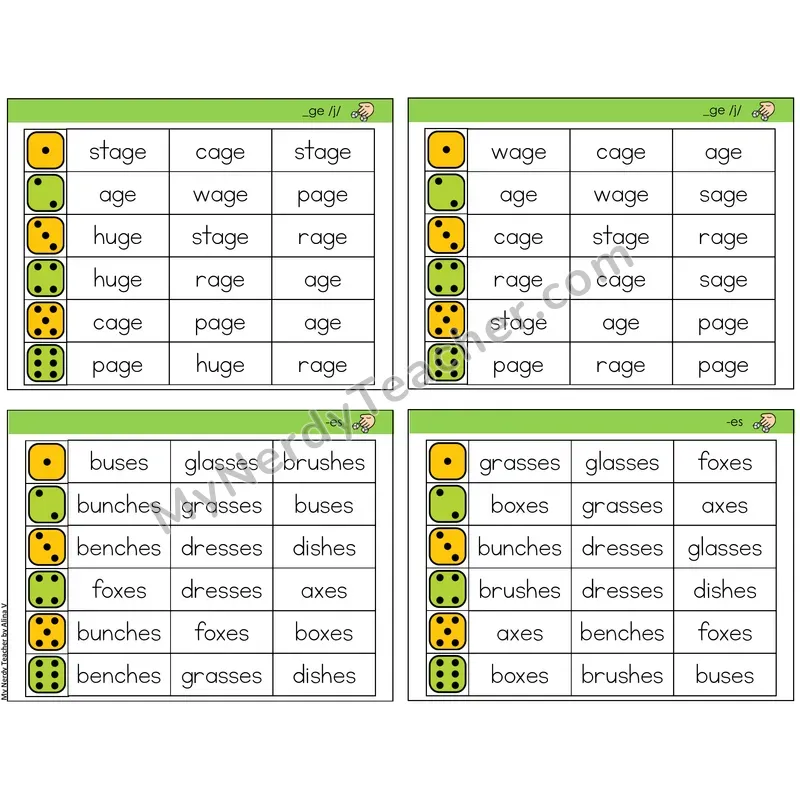 Soft G (_ge /j/) & Ending -es (C2 — Roll and Read)