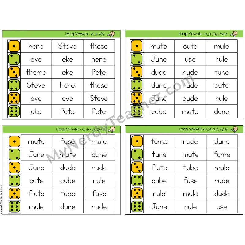 Long E & U Silent E (e_e, u_e) (C2 — Roll and Read)