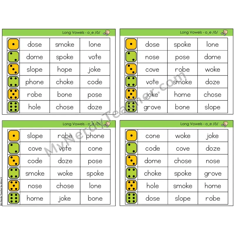 Long O Silent E (o_e) (C2 — Roll and Read)