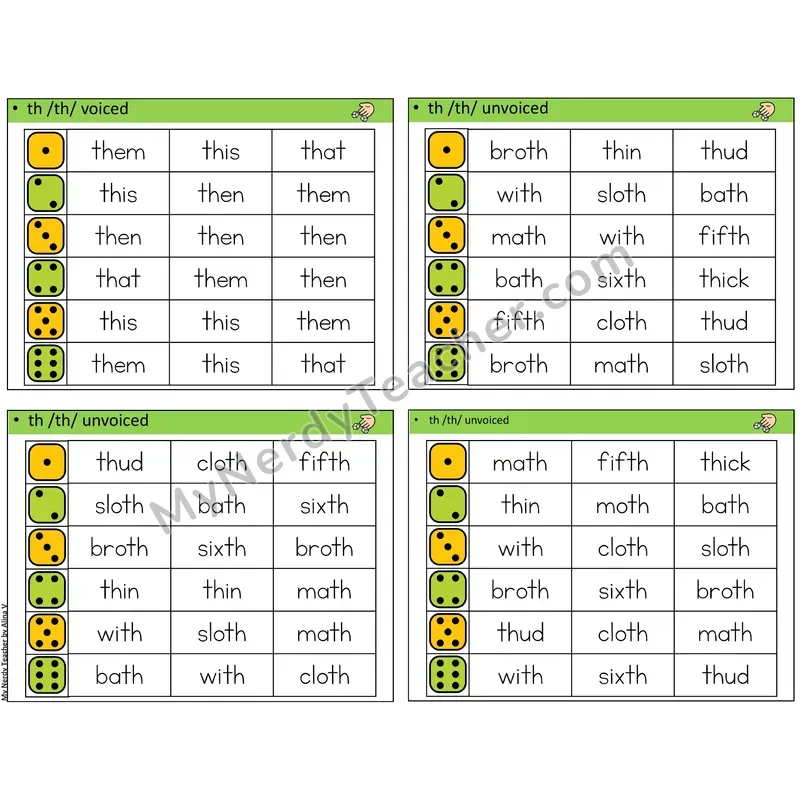Digraphs th (Voiced & Unvoiced) (C2 — Roll and Read)