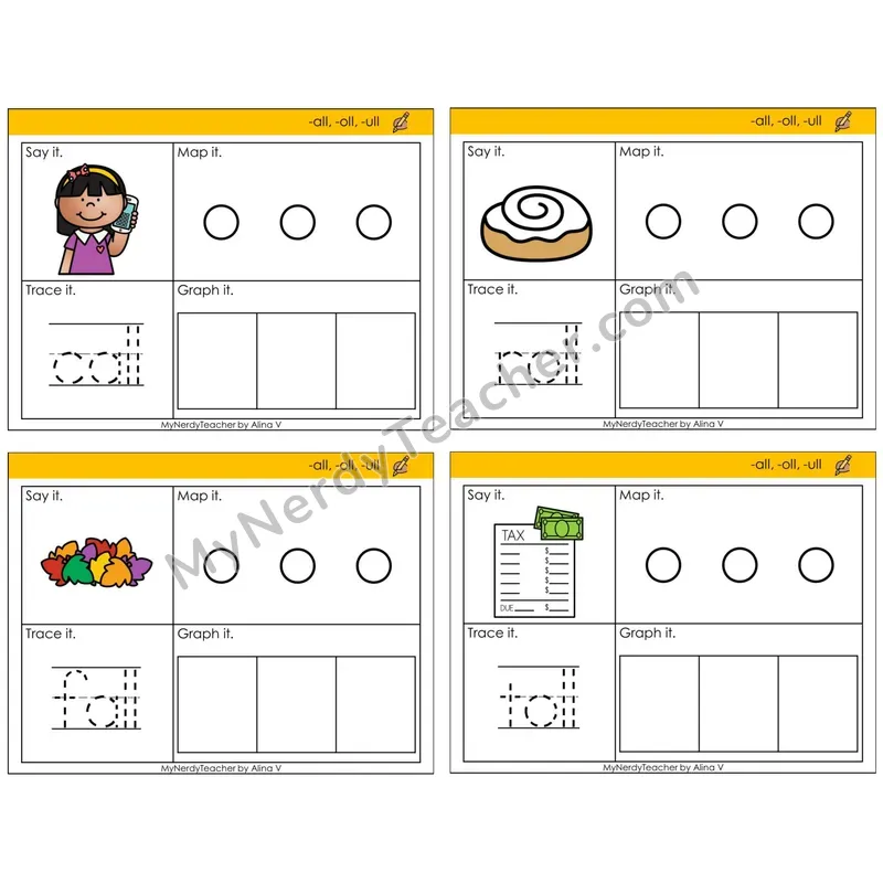 -all, -oll, -ull Word Families (C3 — Say It, Graph It, Map It, Trace It)