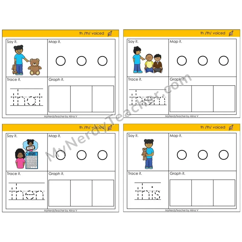 Digraphs th (Voiced & Unvoiced) (C3 — Say It, Graph It, Map It, Trace It)