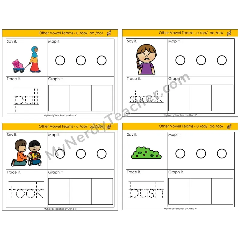 Vowel Teams oo, u /oo/ (book) (C3 — Say It, Graph It, Map It, Trace It)
