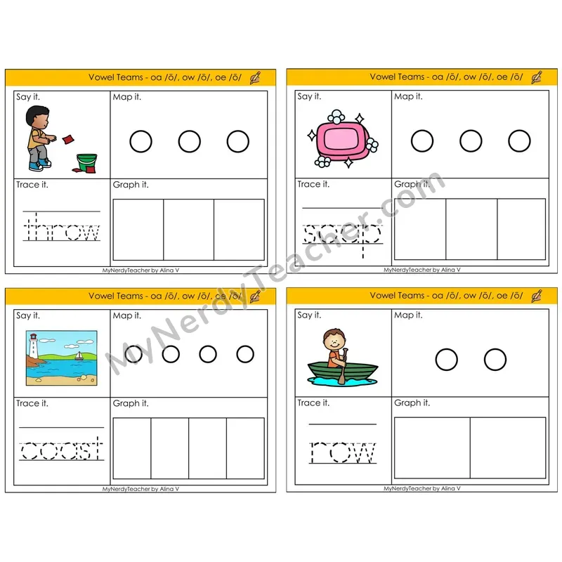 Vowel Teams oa, ow, oe /o/ (C3 — Say It, Graph It, Map It, Trace It)