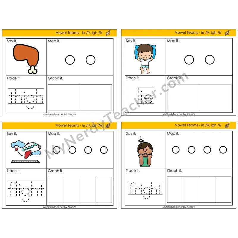 Vowel Teams ie, igh /i/ (C3 — Say It, Graph It, Map It, Trace It)