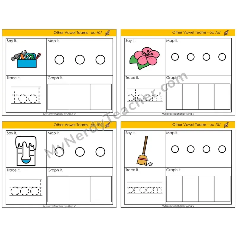Vowel Teams oo /oo/ (moon) (C3 — Say It, Graph It, Map It, Trace It)