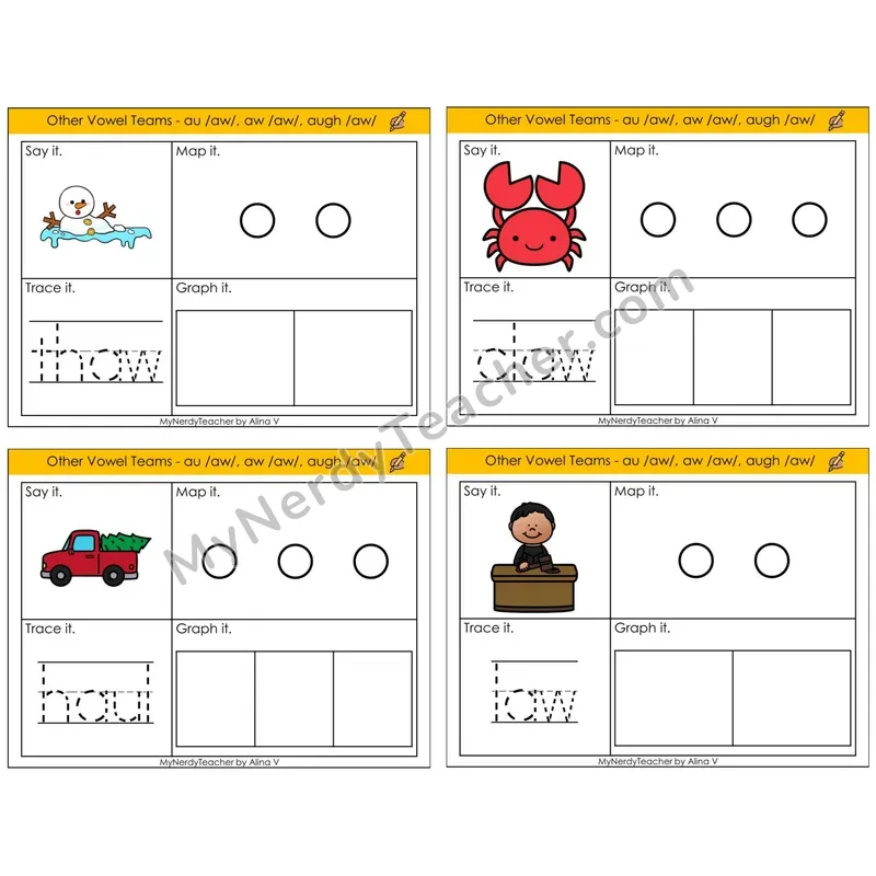 Vowel Teams au, aw, augh /aw/ (C3 — Say It, Graph It, Map It, Trace It)
