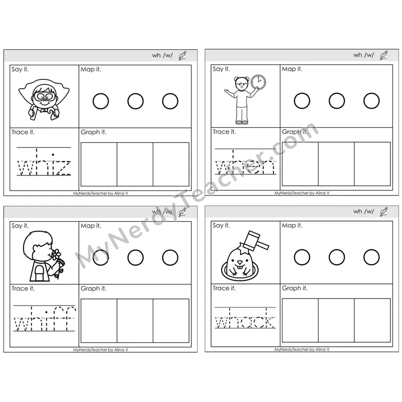 Digraph wh /w/ — BW (C3 — Say It, Graph It, Map It, Trace It)